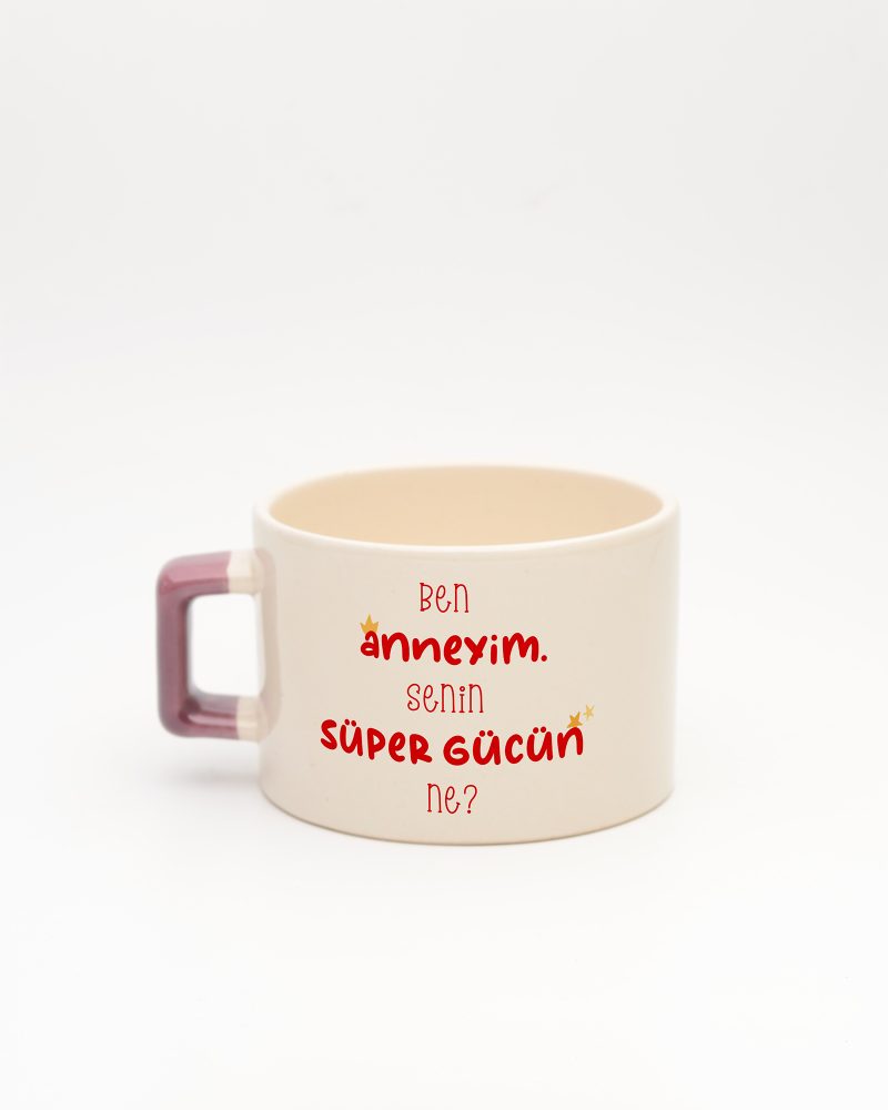 Mor kulplu Super Mom İsimli Fincan, arka yüz