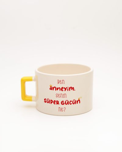 Sarı kulplu Super Mom İsimli Fincan, arka yüz