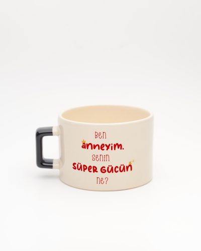Siyah kulplu Super Mom İsimli Fincan, arka yüz