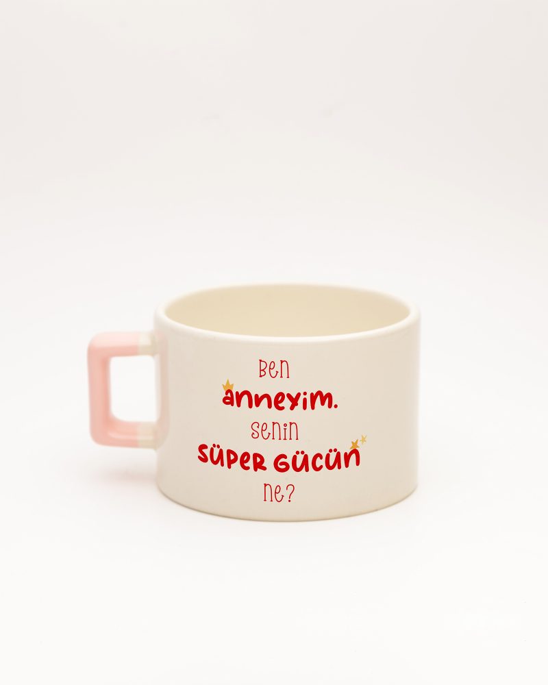 Toz Pembe kulplu Super Mom İsimli Fincan, arka yüz