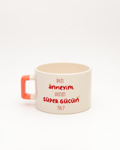 Turuncu kulplu Super Mom İsimli Fincan, arka yüz