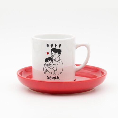 Renkli Tabaklı İsimli Baba Fincan v1 - Görsel 2