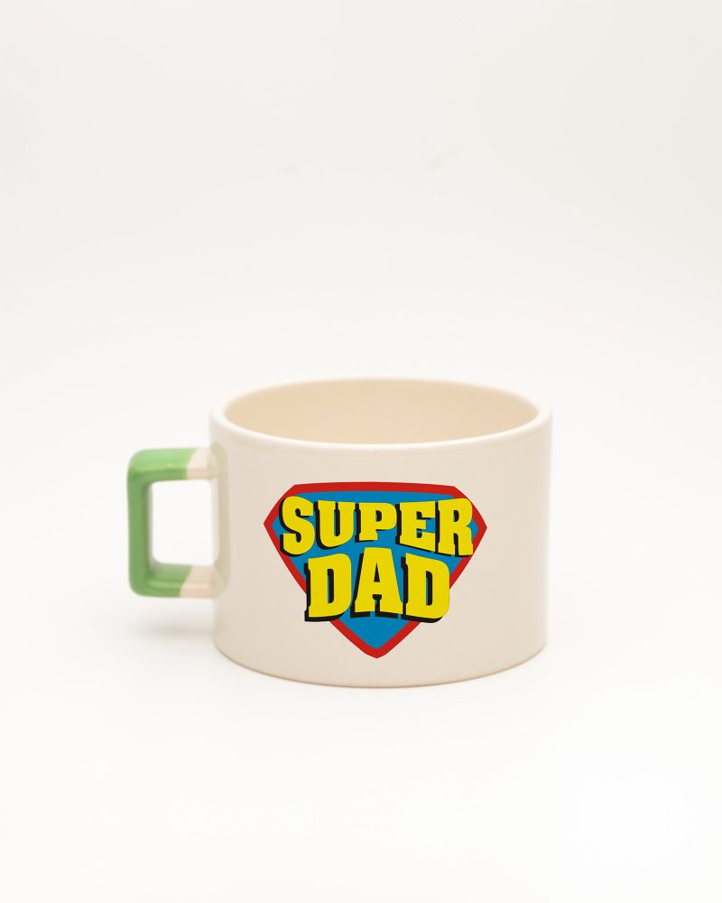 Açık Yeşil kulplu Super Dad İsimli Fincan, arka yüz