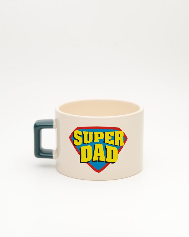 Koyu Yeşil kulplu Super Dad İsimli Fincan, arka yüz