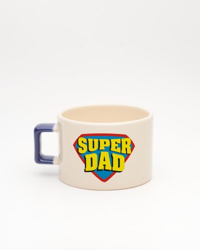 Lacivert kulplu Super Dad İsimli Fincan, arka yüz