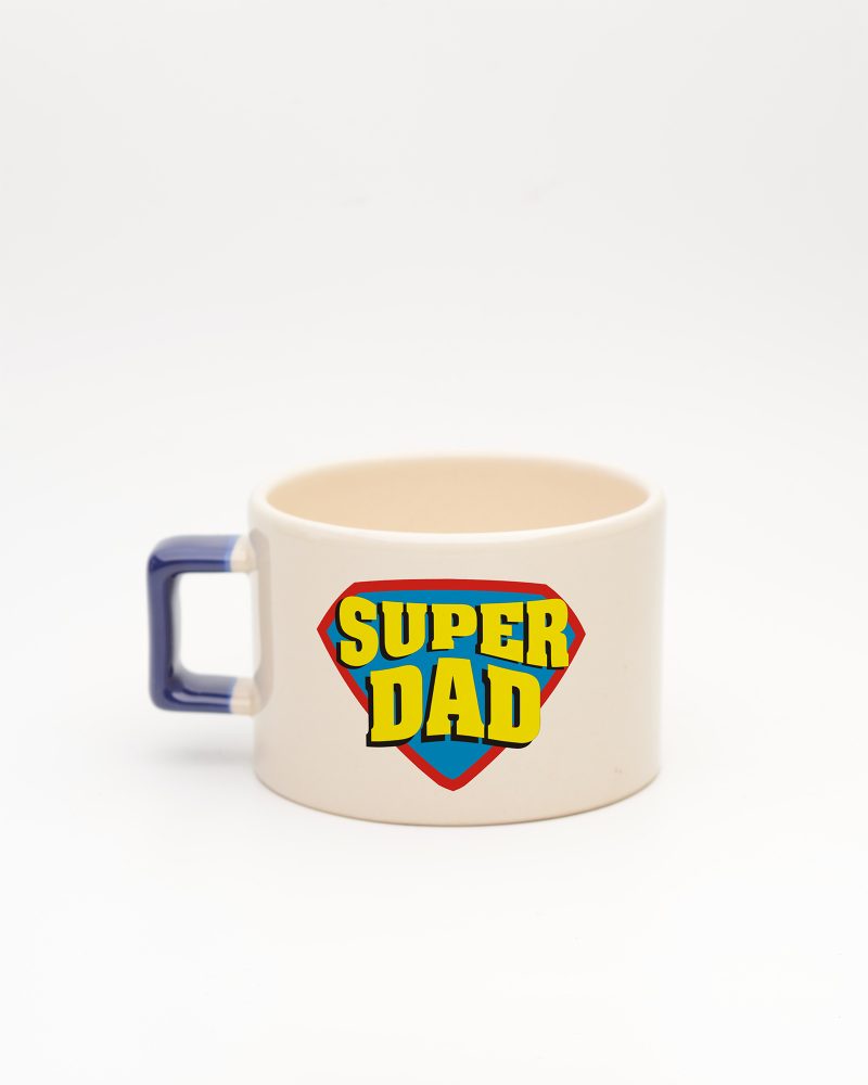 Lacivert kulplu Super Dad İsimli Fincan, arka yüz