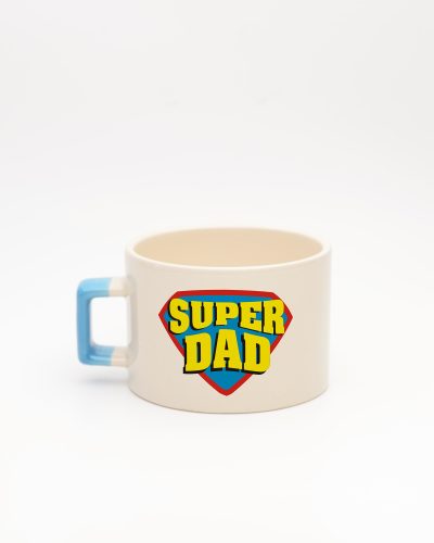 Mavi kulplu Super Dad İsimli Fincan, arka yüz