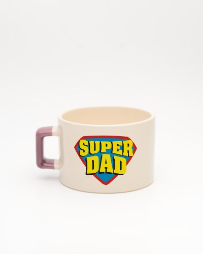 Mor kulplu Super Dad İsimli Fincan, arka yüz