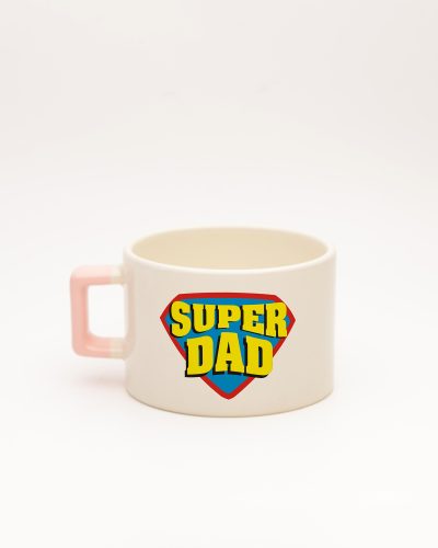 Toz Pembe kulplu Super Dad İsimli Fincan, arka yüz