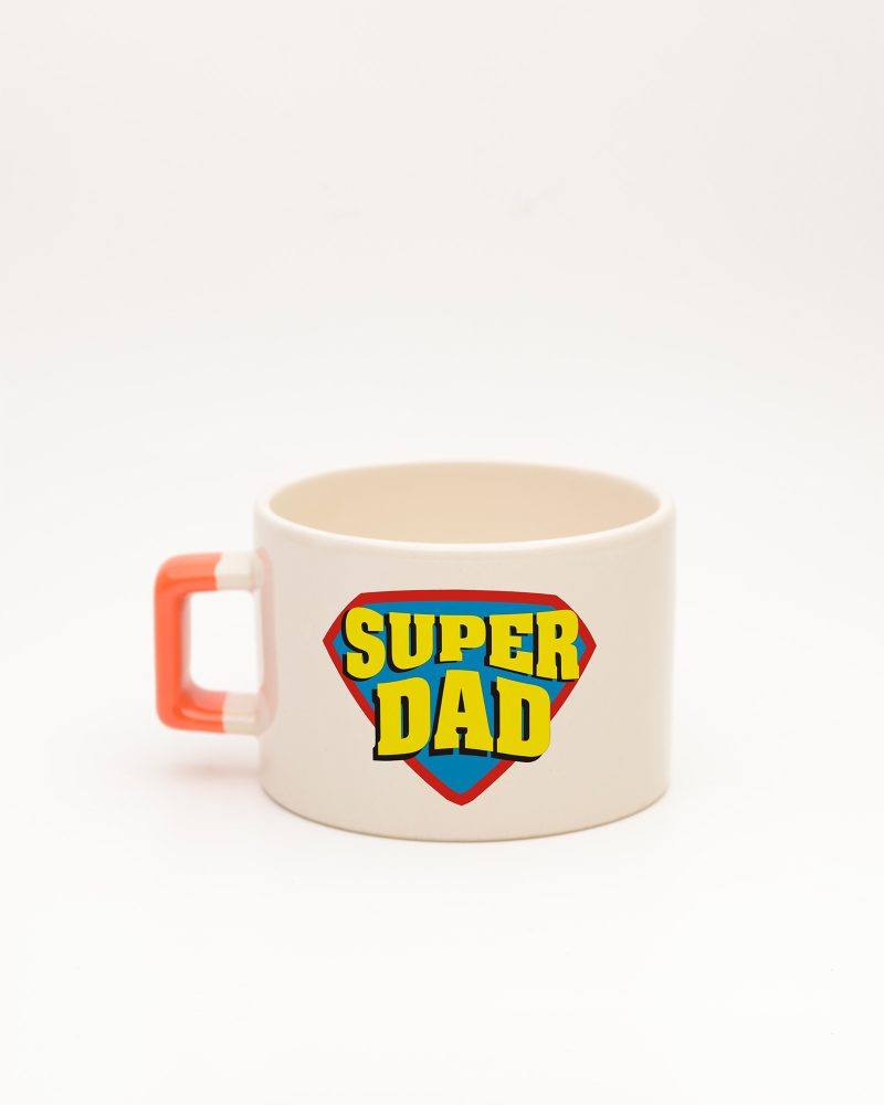 Turuncu kulplu Super Dad İsimli Fincan, arka yüz