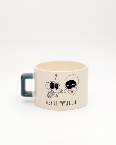 Koyu Yeşil kulplu Wall-e İsimli Fincan, arka yüz