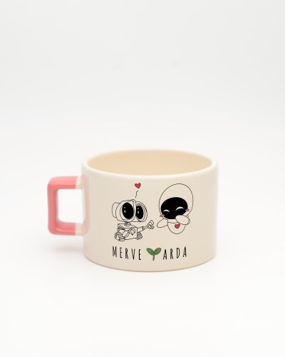 Pembe kulplu Wall-e İsimli Fincan, arka yüz