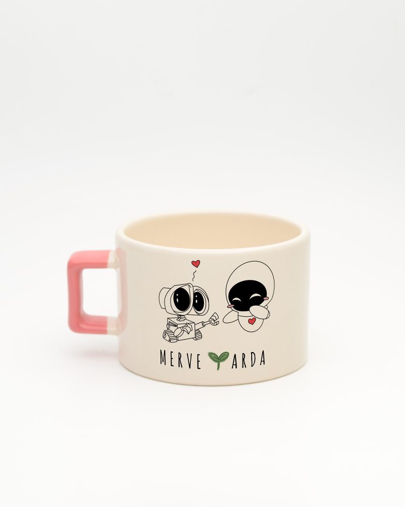 Pembe kulplu Wall-e İsimli Fincan, arka yüz