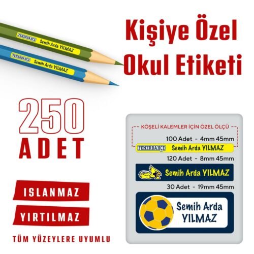 Fenerbahçe Temalı Kişiye Özel Okul Etiketi - Görsel 1