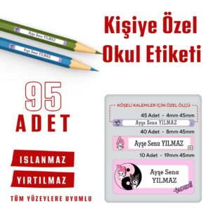 95 Adet Kişiye Özel Okul Etiketi