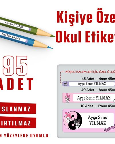 95 Adet Kişiye Özel Okul Etiketi - Görsel 1