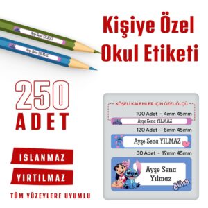Stitch Kişiye Özel Okul Etiketi