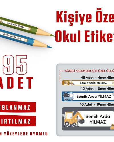 95 Adet Kişiye Özel Okul Etiketi - Görsel 6