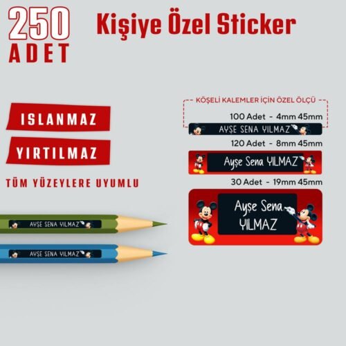 Mickey Mouse Kişiye Özel Etiket - Görsel 1