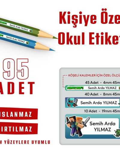 95 Adet Kişiye Özel Okul Etiketi - Görsel 2