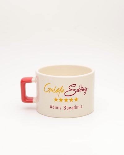 Kırmızı kulplu Sarı Kırmızı Takım Temalı İsimli Fincan, arka yüz