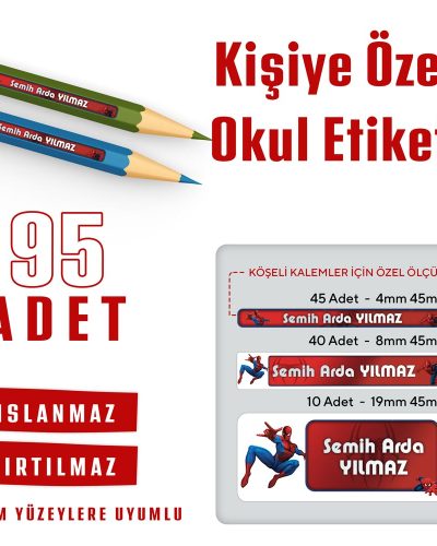 95 Adet Kişiye Özel Okul Etiketi - Görsel 13