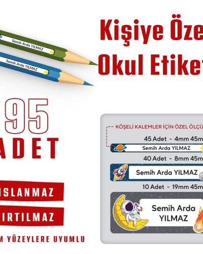 95 Adet Kişiye Özel Okul Etiketi - Görsel 15