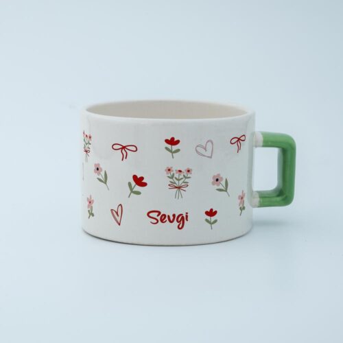 Pembe Çiçekli İsimli Fincan - Görsel 7