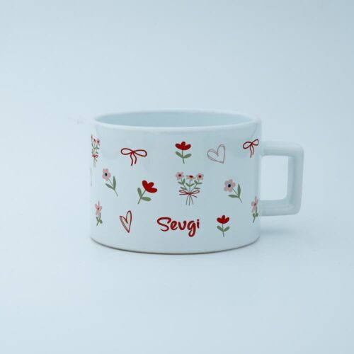 Pembe Çiçekli İsimli Fincan - Görsel 9