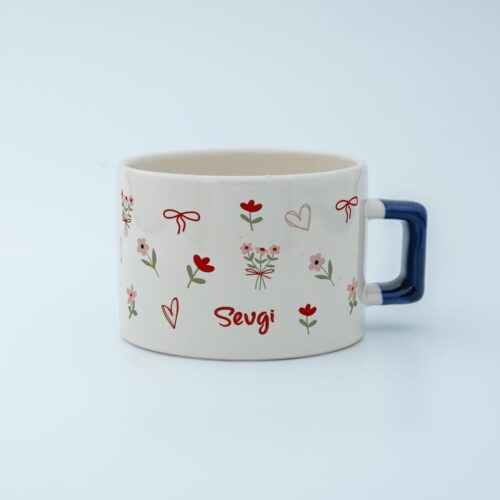 Pembe Çiçekli İsimli Fincan - Görsel 5