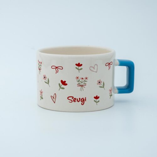 Pembe Çiçekli İsimli Fincan - Görsel 4