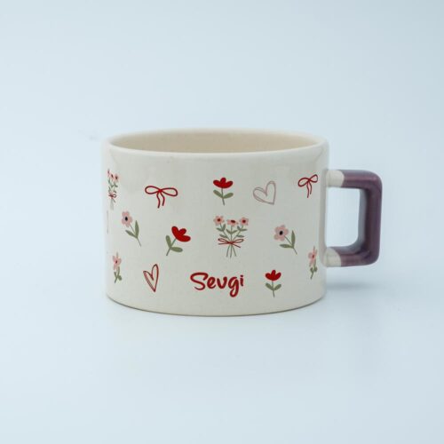 Pembe Çiçekli İsimli Fincan - Görsel 3