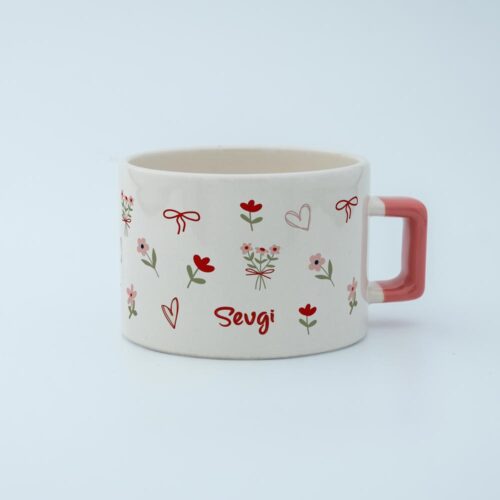 Pembe Çiçekli İsimli Fincan - Görsel 2