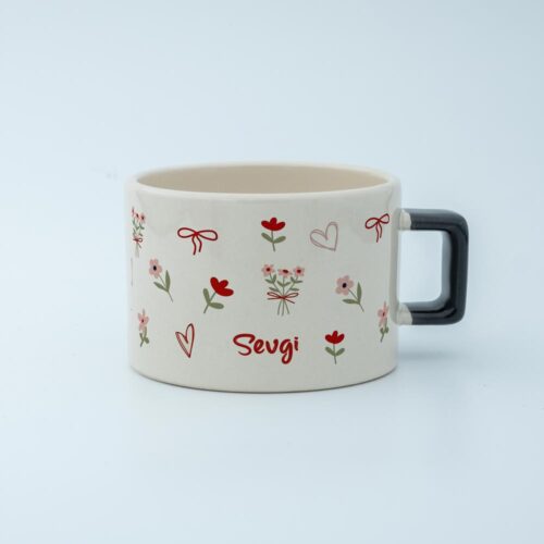 Pembe Çiçekli İsimli Fincan - Görsel 8