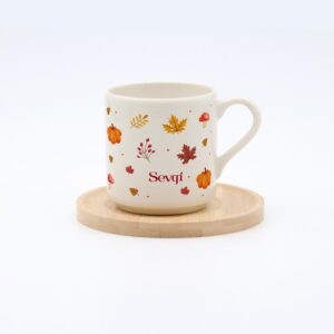 Sonbahar Yapraklı İsimli Türk Kahvesi Fincanı