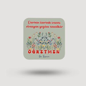 Çiçekli Öğretmen Bardak Altlığı