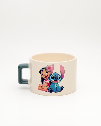 Koyu Yeşil kulplu Stitch İsimli Fincan, arka yüz