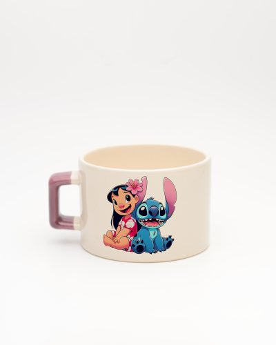 Mor kulplu Stitch İsimli Fincan, arka yüz