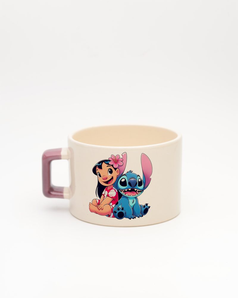 Mor kulplu Stitch İsimli Fincan, arka yüz