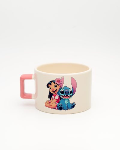 Pembe kulplu Stitch İsimli Fincan, arka yüz