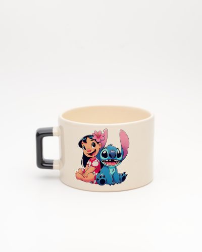 Siyah kulplu Stitch İsimli Fincan, arka yüz
