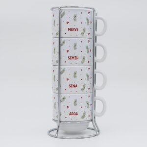 Kokina Yapraklı İsimli Standlı Fincan Seti