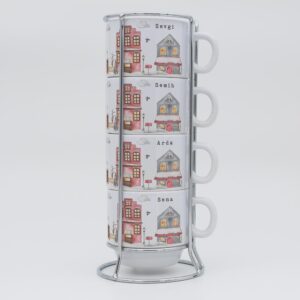 Kış Manzarası İsimli Standlı Fincan Seti v2