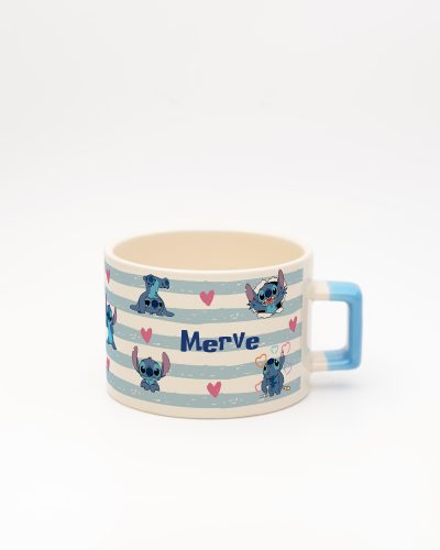 Mavi kulplu Stitch İsimli Fincan v2, ön yüz