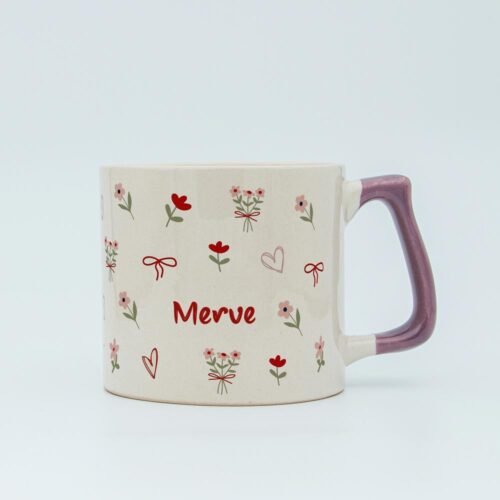 Pembe Çiçekli İsimli Kupa - Görsel 2