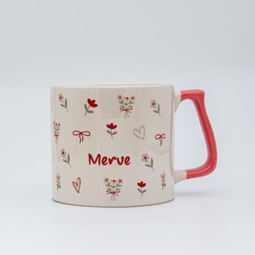 Pembe Çiçekli İsimli Kupa - Görsel 3