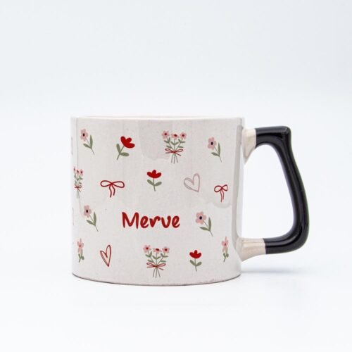 Pembe Çiçekli İsimli Kupa - Görsel 4