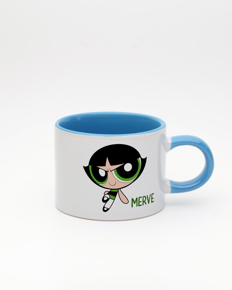 Mavi kulplu ve içi mavi Buttercup İsimli Sweet Fincan, ön yüz