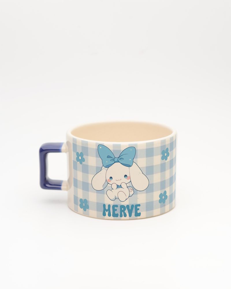 Lacivert kulplu Cinnamoroll İsimli Karekulp Fincan, arka yüz