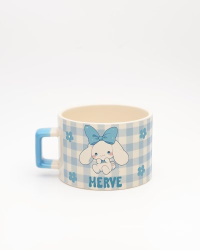 Mavi kulplu Cinnamoroll İsimli Karekulp Fincan, arka yüz